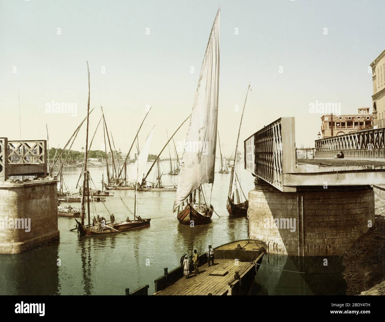 Ponte Gezira, Cairo, Egitto, 1906 Foto Stock