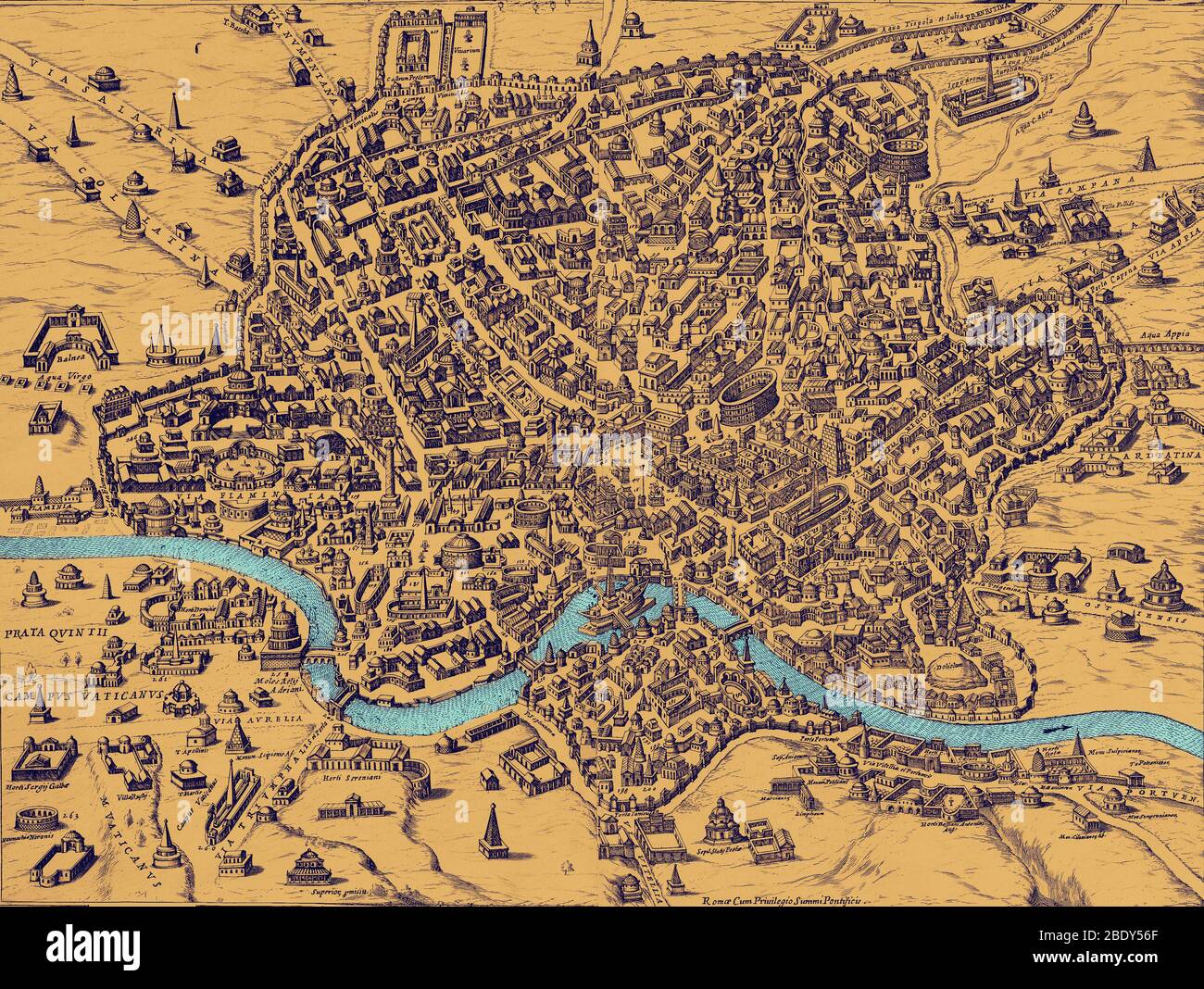 Mappa di Roma, 1500 Foto Stock