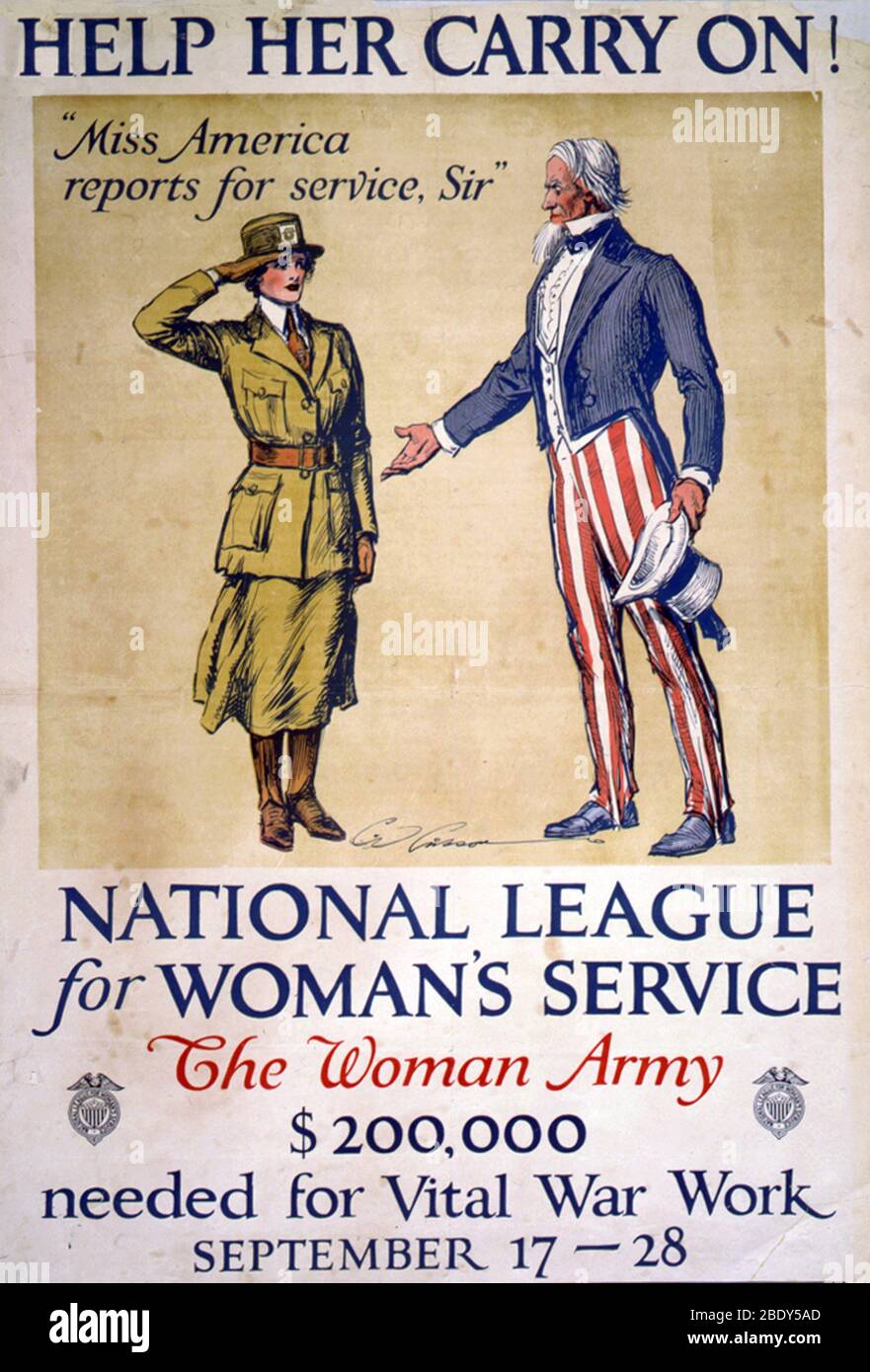 WWI, Miss America Reports for Service, 1918 Foto Stock