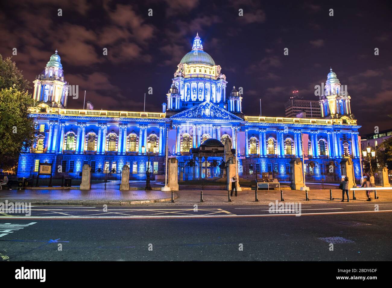 Belfast città di notte, Irlanda del Nord, Regno Unito Foto Stock