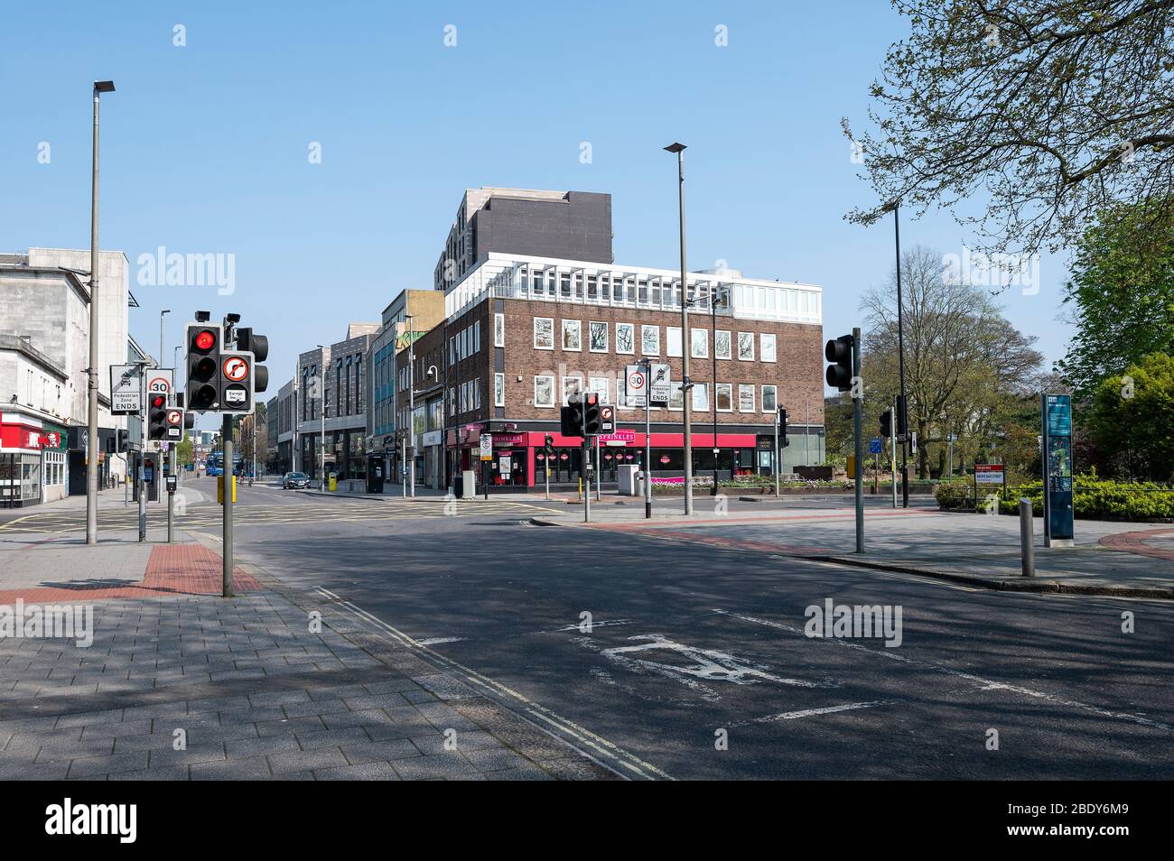 Strade vuote nel centro di Southampton il Venerdì Santo 2020 durante il blocco Coronavirus. Foto Stock