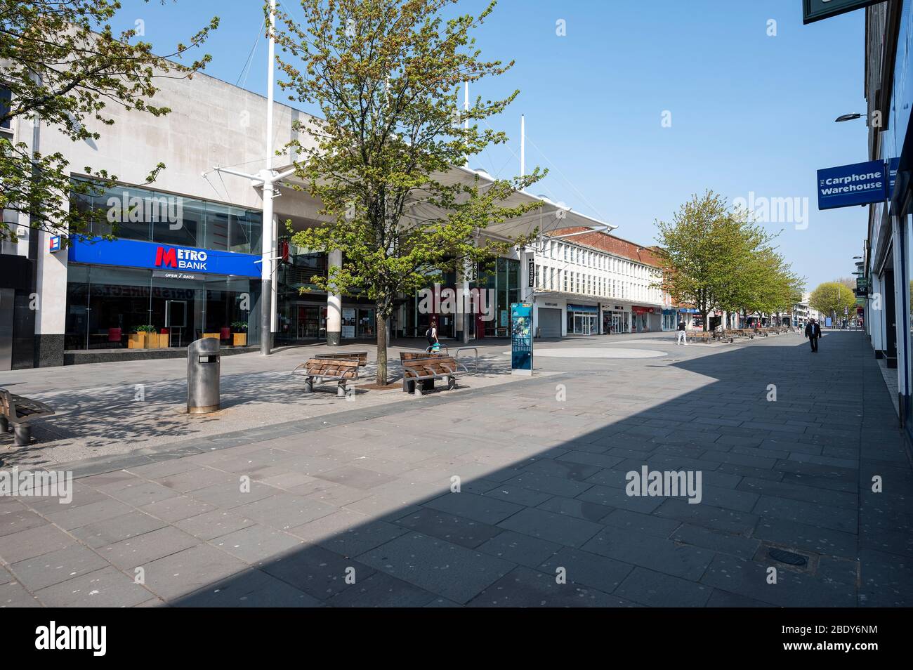 Strade vuote nel centro di Southampton il Venerdì Santo 2020 durante il blocco Coronavirus. Foto Stock