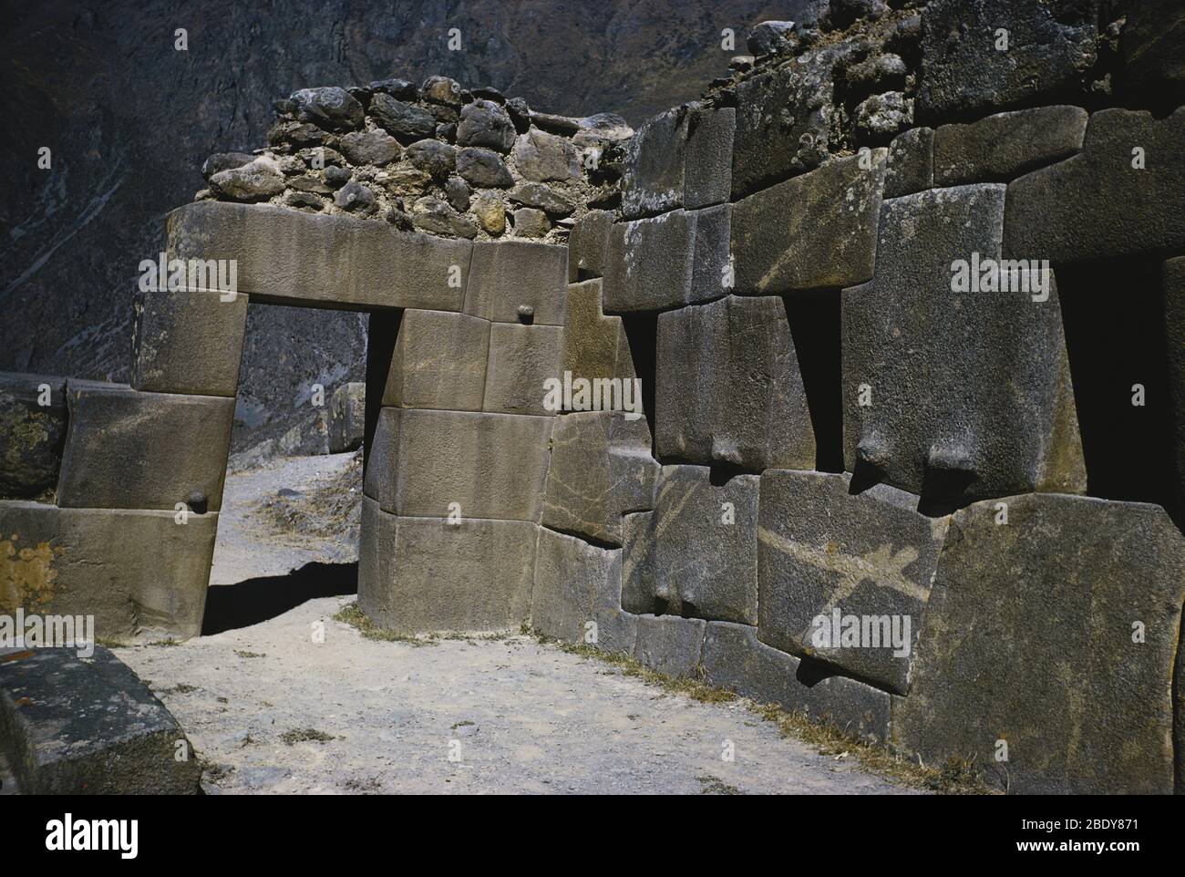 Muri di pietra di Inca Età, Perù Foto Stock