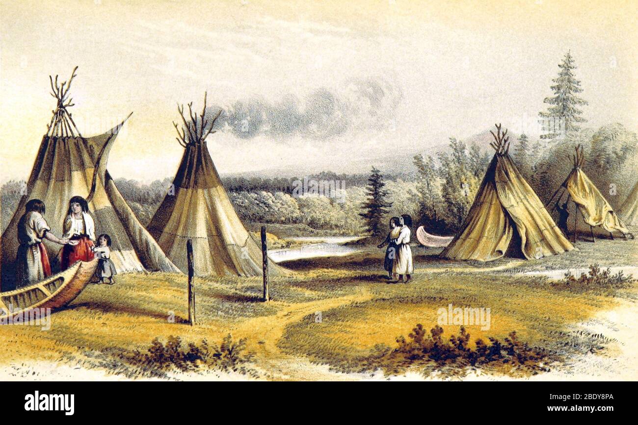 Cree Indian Wigwams Foto Stock