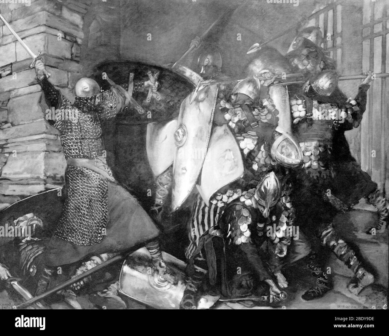 Sir Galahad ha combattuto i Cavalieri delle tenebre Foto Stock