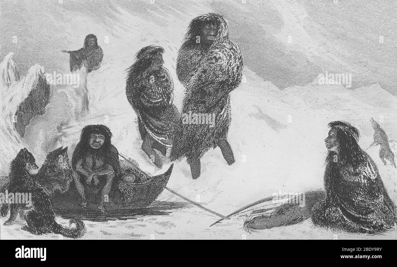 Fuegian del viaggio Beagle di Darwin, 1838 Foto Stock
