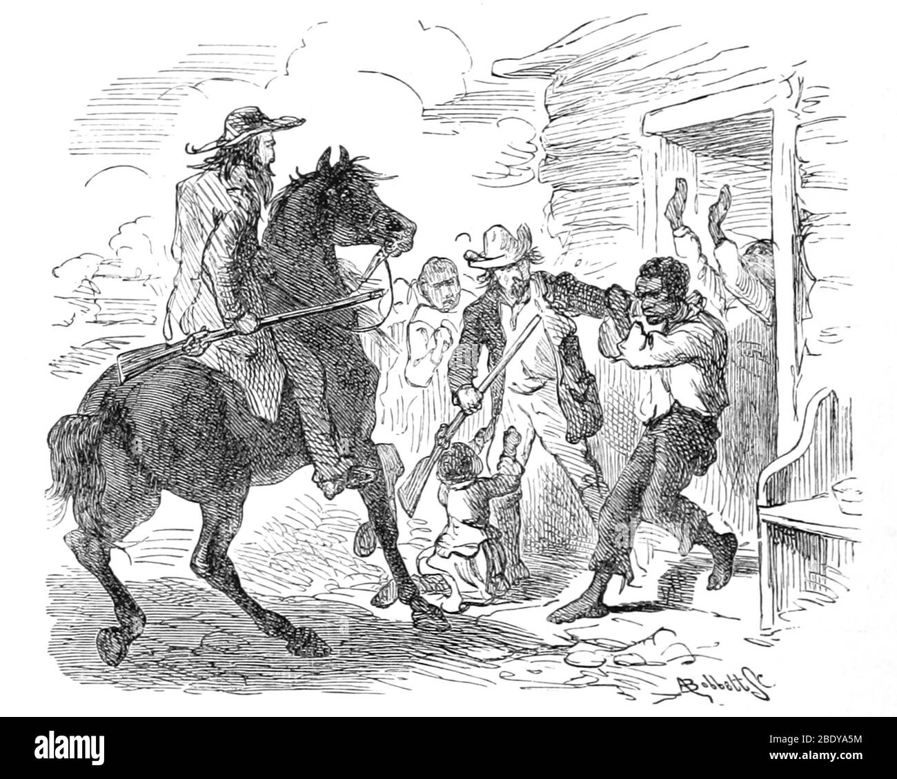 Runaway catturato, fuggitivo legge slave, 1800 Foto Stock