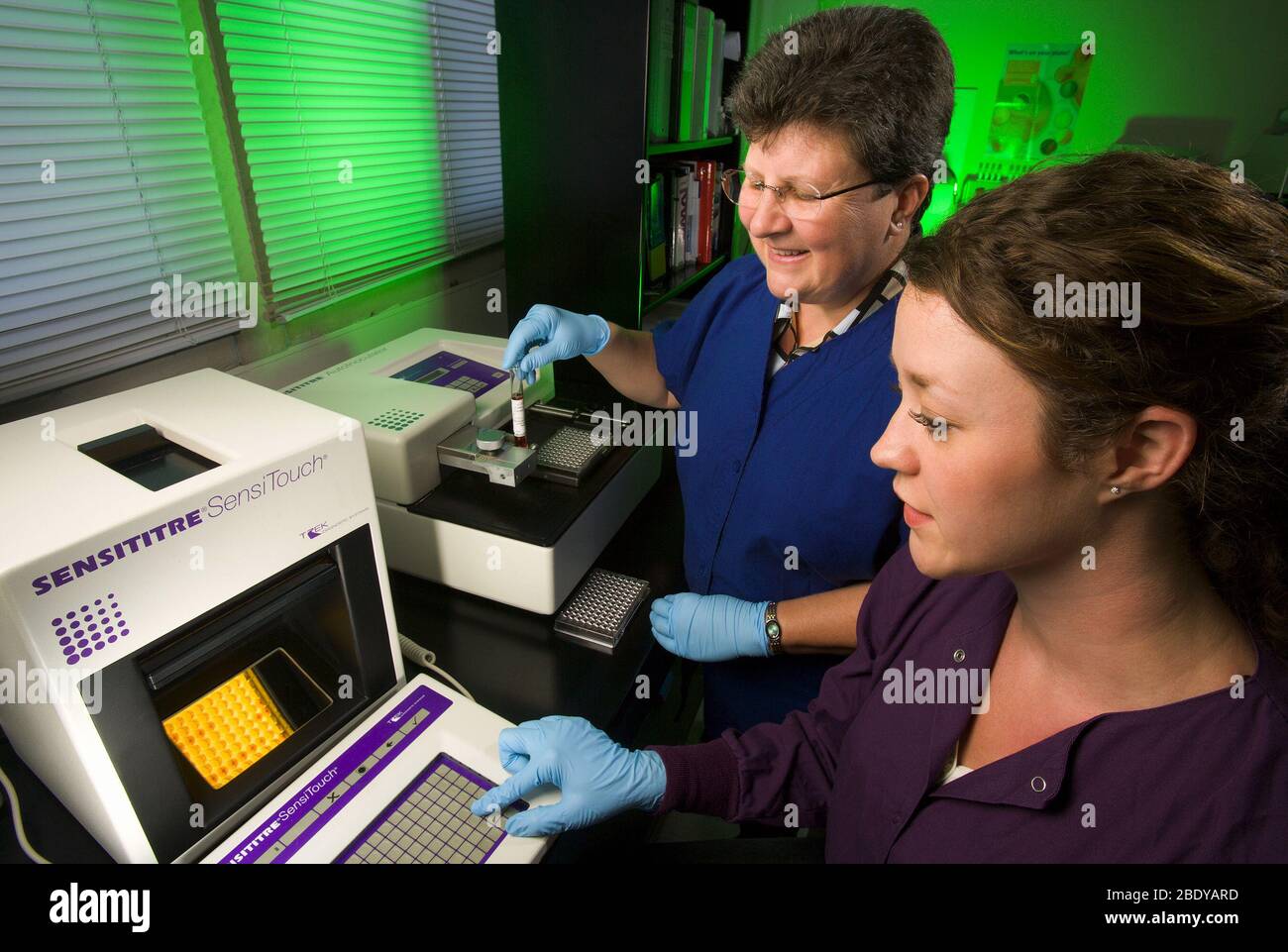 Test di sensibilità antimicrobica Foto Stock