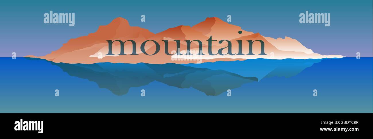 Alpinismo e viaggio Vector Illustrazione. Paesaggio con cime e acqua. Sport estremi di trekking, campeggio di vacanza e all'aperto Illustrazione Vettoriale