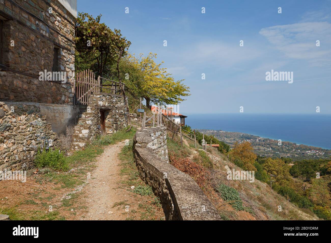 La città vecchia Palaios Panteleiomonas, attrazione turistica in Grecia. Leptokaria destinazione di viaggio in oriente Macedonia. Foto Stock