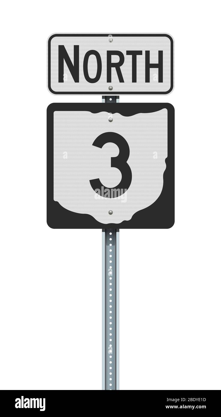 Illustrazione vettoriale del cartello stradale dell'Ohio state Highway su palo metallico Illustrazione Vettoriale