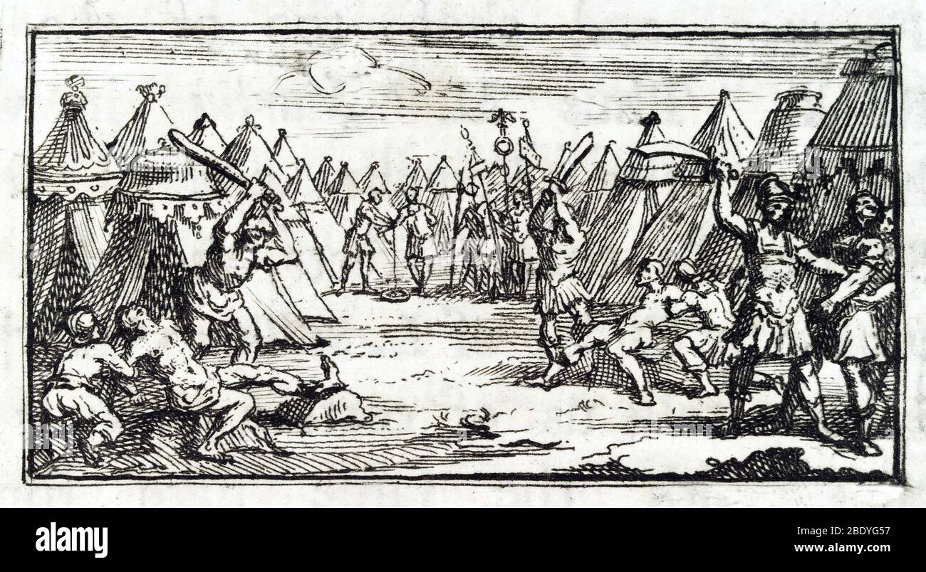 Punizione dell'esercito romano, rottura delle gambe Foto Stock