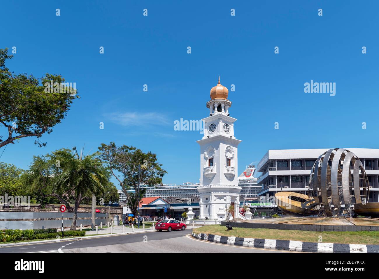 La Torre dell'Orologio del Giubileo nel vecchio quartiere coloniale, George Town, Penang, Malesia Foto Stock