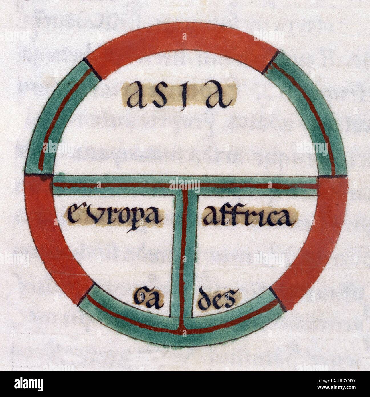 Mappa del mondo medievale, 13 ° secolo Foto Stock