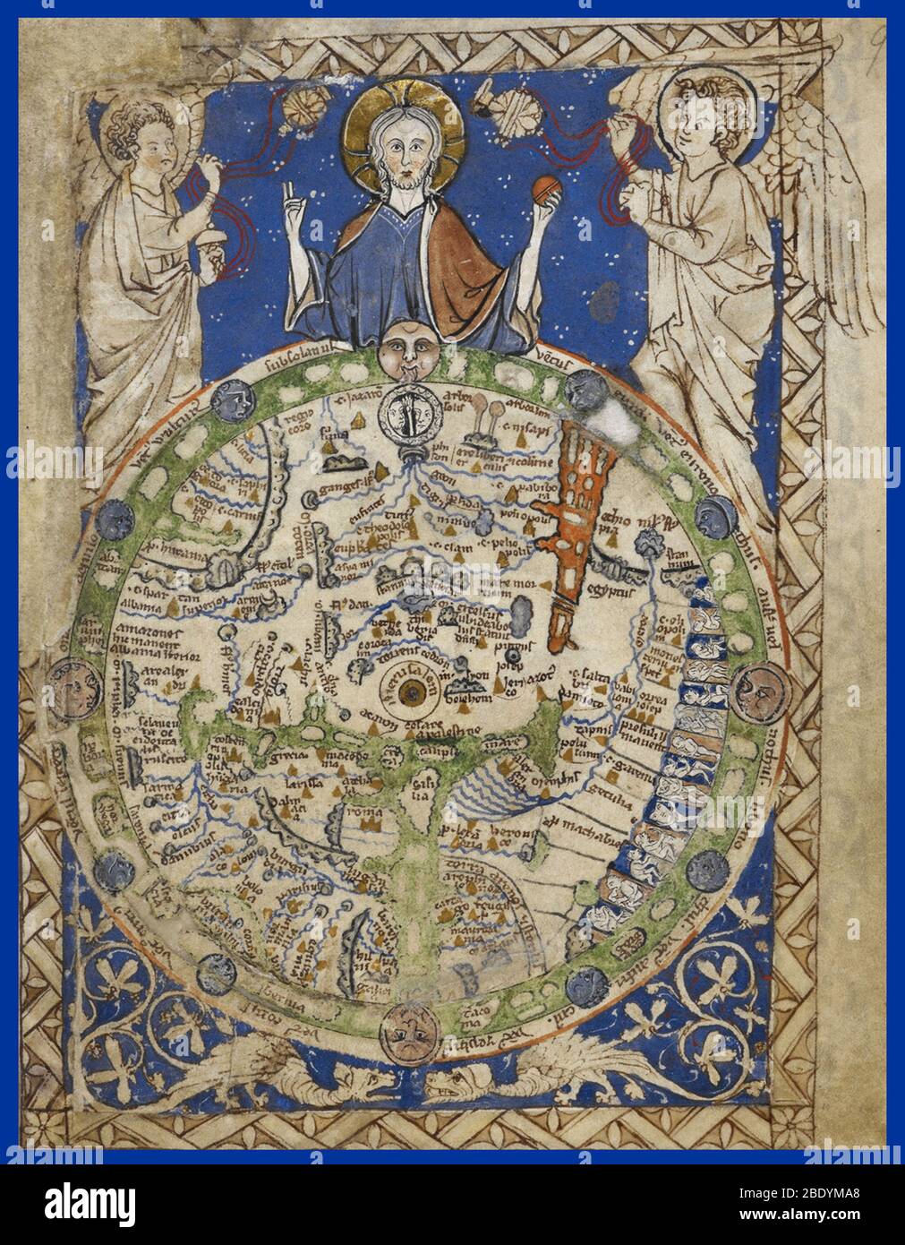 Mappa del mondo medievale Foto Stock