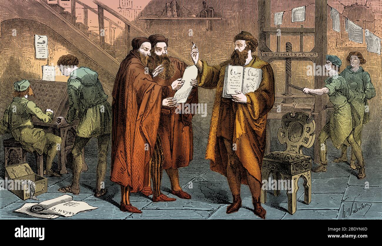 Stampa, XV secolo Foto Stock