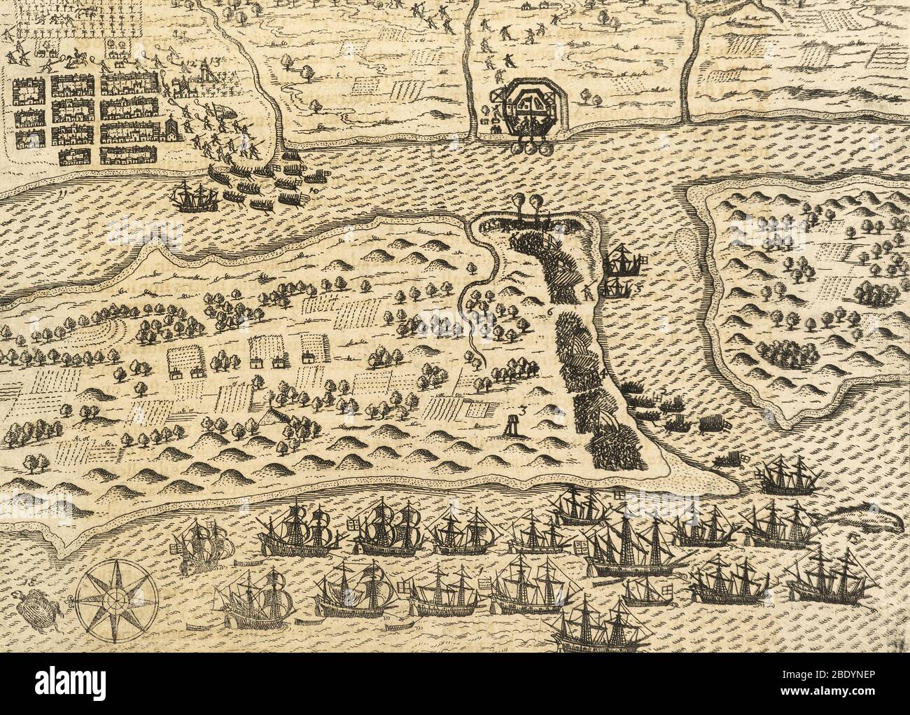 Francesco Drake, cattura di Sant'Agostino, 1586 Foto Stock