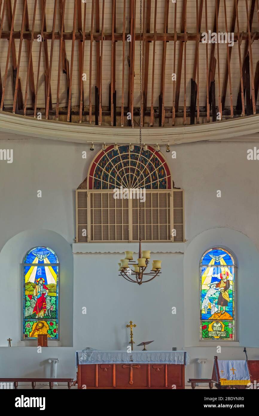 All'interno della chiesa di San Pietro, Parham, Antigua, Indie Occidentali Foto Stock