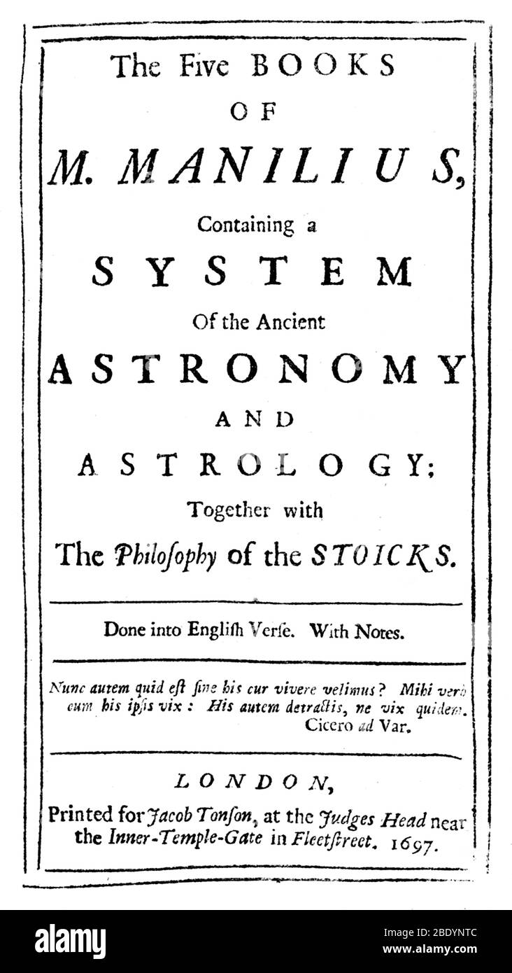 Marcus Manilius, "Astronomica" Foto Stock