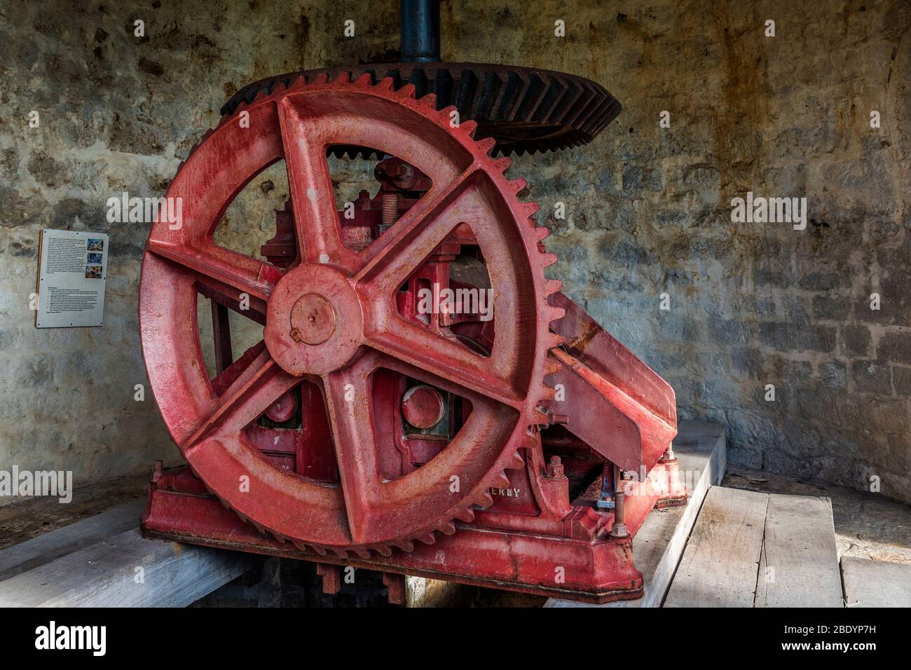 Meccanismo di cambio, Betty's Hope Sugar Mill, Antigua, Indie Occidentali Foto Stock