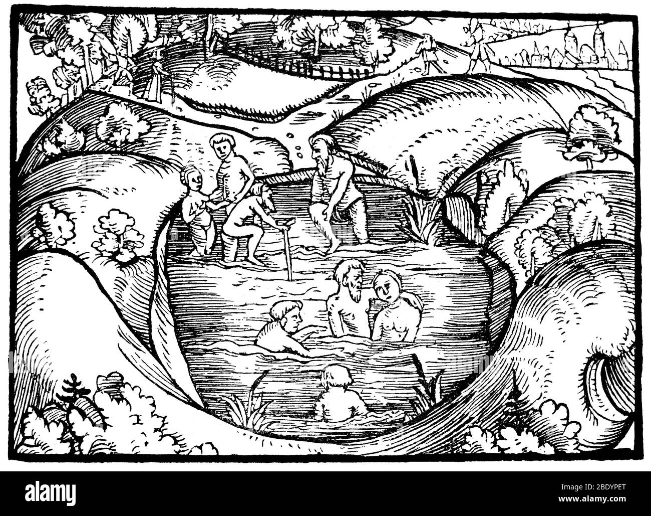 Balneologia, bagno all'aperto, 1545 Foto Stock