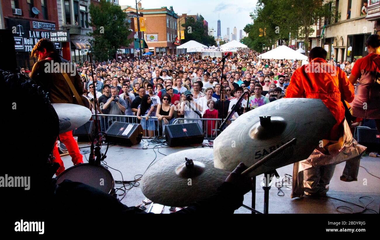 Concerto di strada, Chicago, Illinois, USA Foto Stock