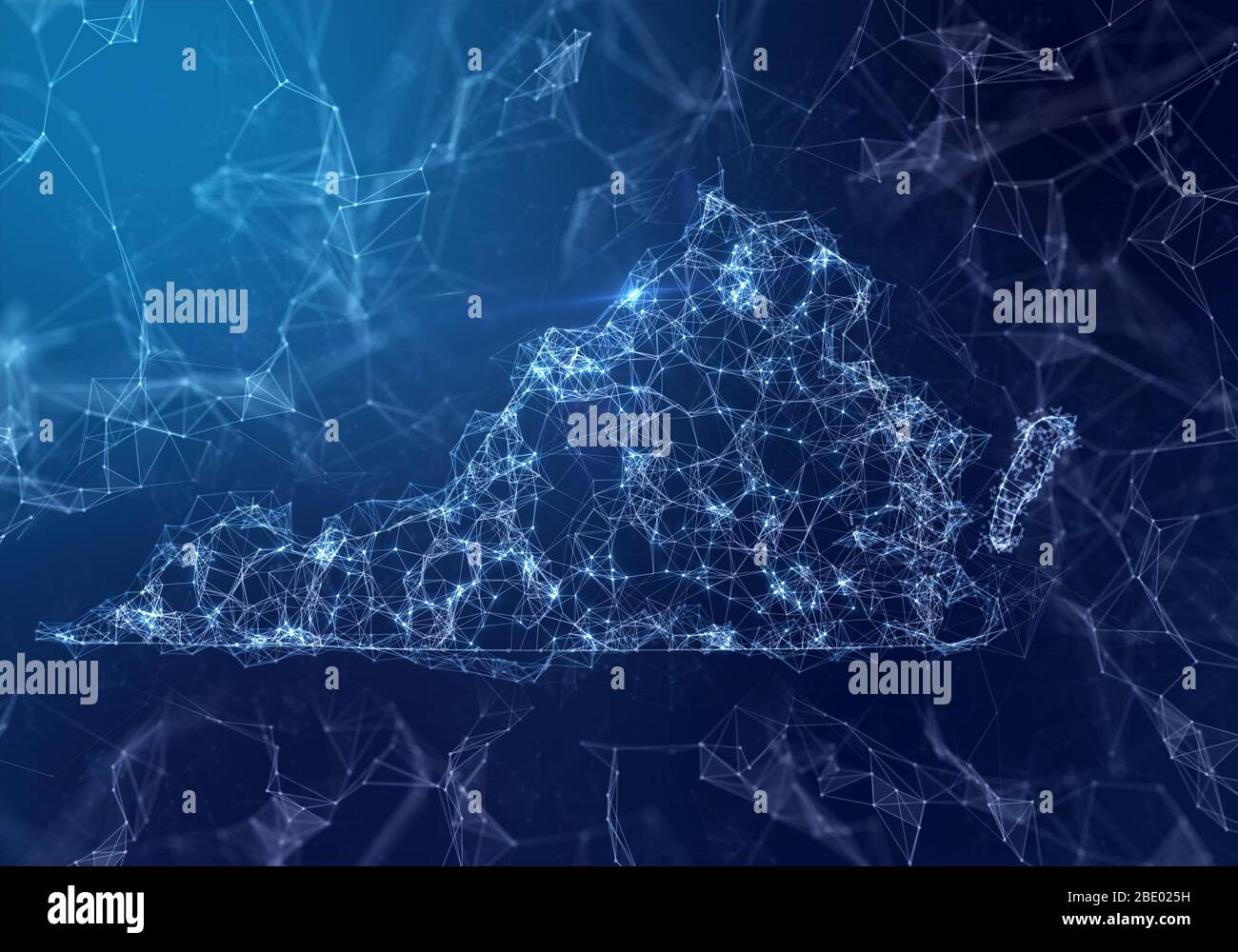 La mappa della Virginia indica una rete connessa di punti e linee. (serie) Foto Stock