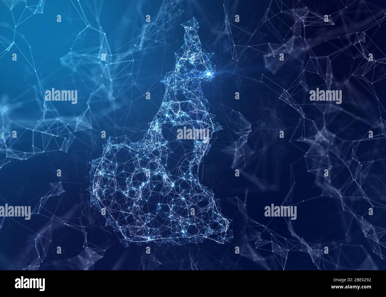 La mappa del Camerun indica una rete connessa di punti e linee. (serie) Foto Stock