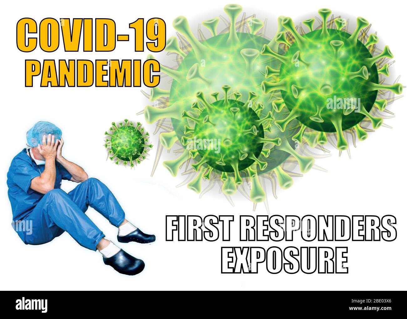 Covid-19 pandemico e i primi responder esposizione al virus Foto Stock