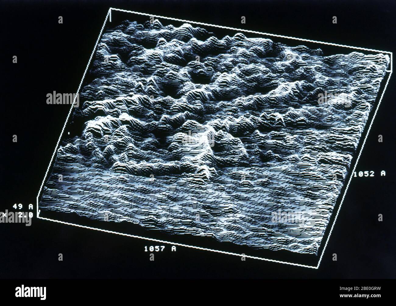 DNA a doppio filamento non rivestito imaginato da un microscopio a scansione a tunnel (STM). Foto Stock