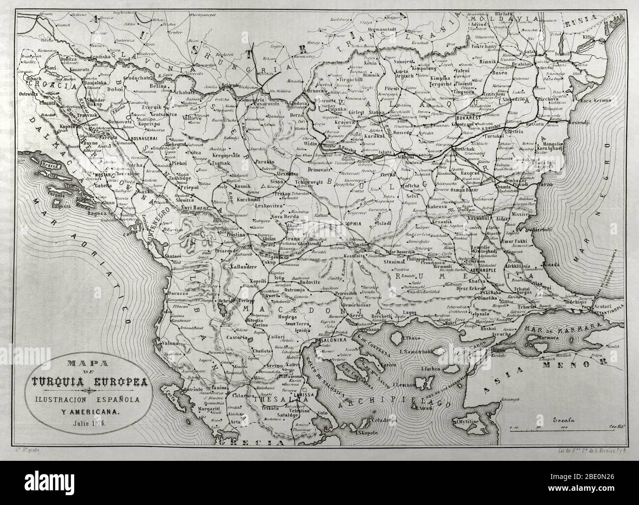 La Serbia dichiarò guerra all'Impero Ottomano il 30 giugno 1876. Foto Stock