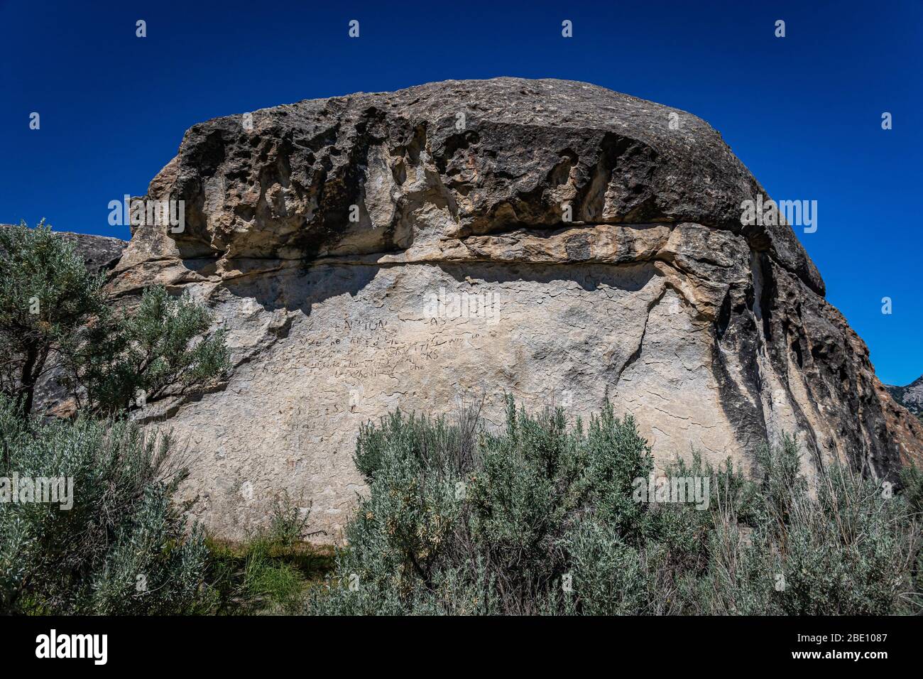 La città di rocce in Idaho ha segnato il giro di boa della California Trail e oggi offre arrampicata su roccia. Foto Stock