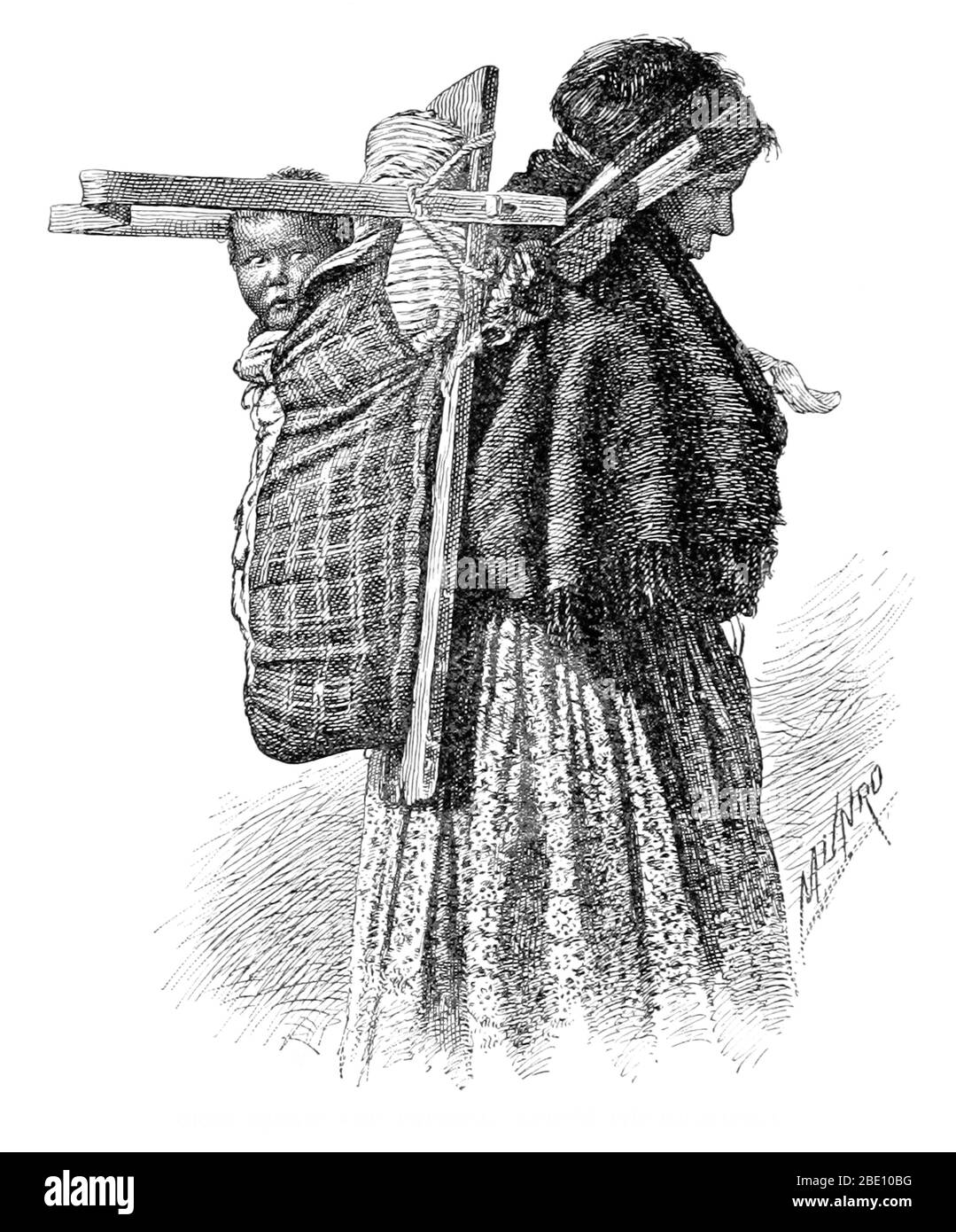 Immagine presa da pagina 46 del 'Indiani Americani' da Frederick Starr, 1899. Cree sono uno dei più grandi gruppi di Prime Nazioni/i nativi americani del Nord America, con oltre 200.000 membri che vivono in Canada. Negli Stati Uniti, questo Algonquian-parlando di persone storicamente vissuto dal Lago Superiore verso ovest. Oggi vivono soprattutto in Montana, dove condividono una prenotazione con la Ojibwe (Chippewa). Squaw è una lingua inglese parola di prestito il cui significato attuale è: un nativo americano donna indiana del Nord America (indipendentemente dalla tribù). Attualmente il termine viene spesso ritenuto offensivo. Un papoo Foto Stock