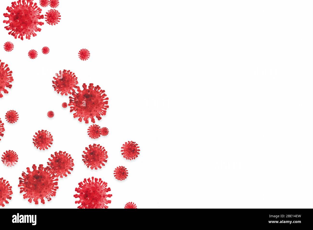 Illustrazione di sfondo del virus sfondo bianco con illustrazione del virus ( COVID 19) Foto Stock