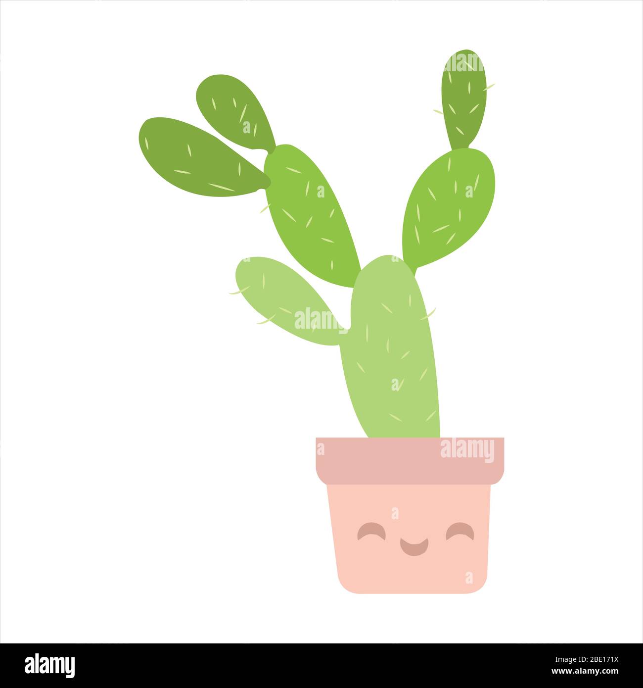 Cute cactus succulente clip art illustrazione botanica cartone animato Illustrazione Vettoriale