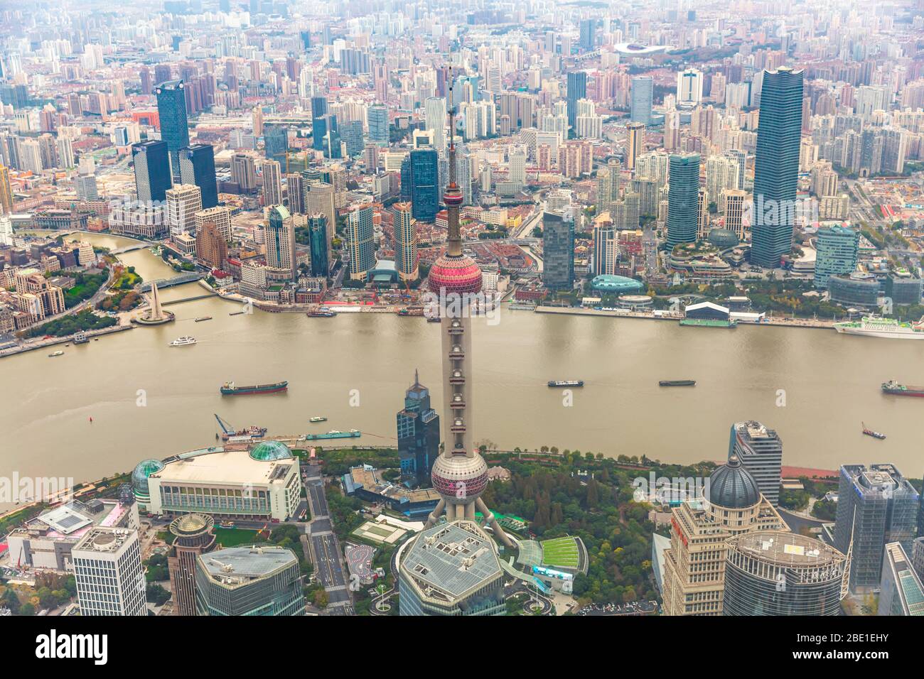 Veduta aerea del paesaggio urbano di Shanghai, Cina Foto Stock