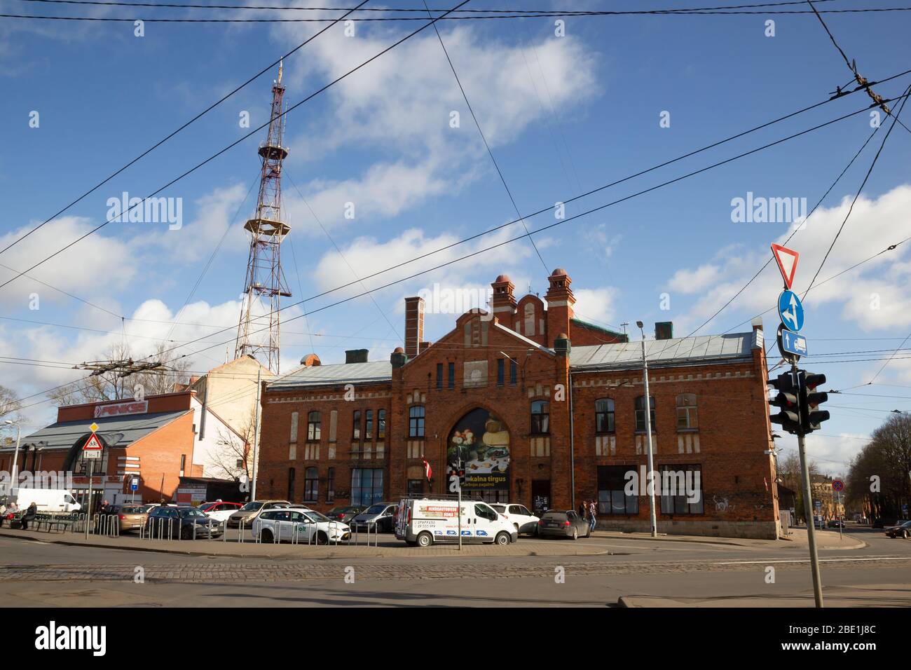 Vecchio edificio mercato in Agenskalns, Lettonia Foto Stock