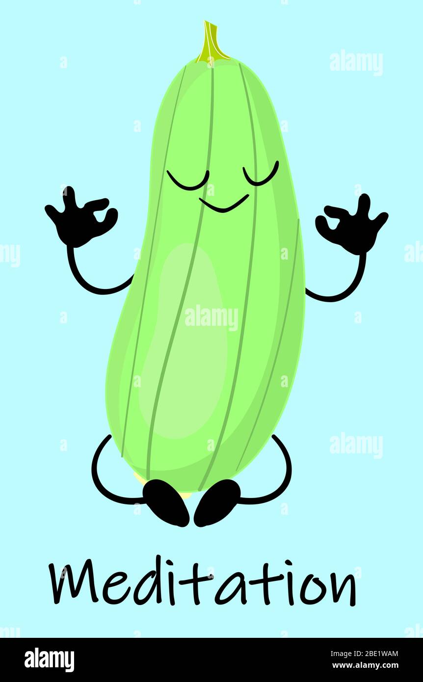 Zucchine dolci con un viso e un sorriso. Logo per azienda agricola. Illustrazione Vettoriale