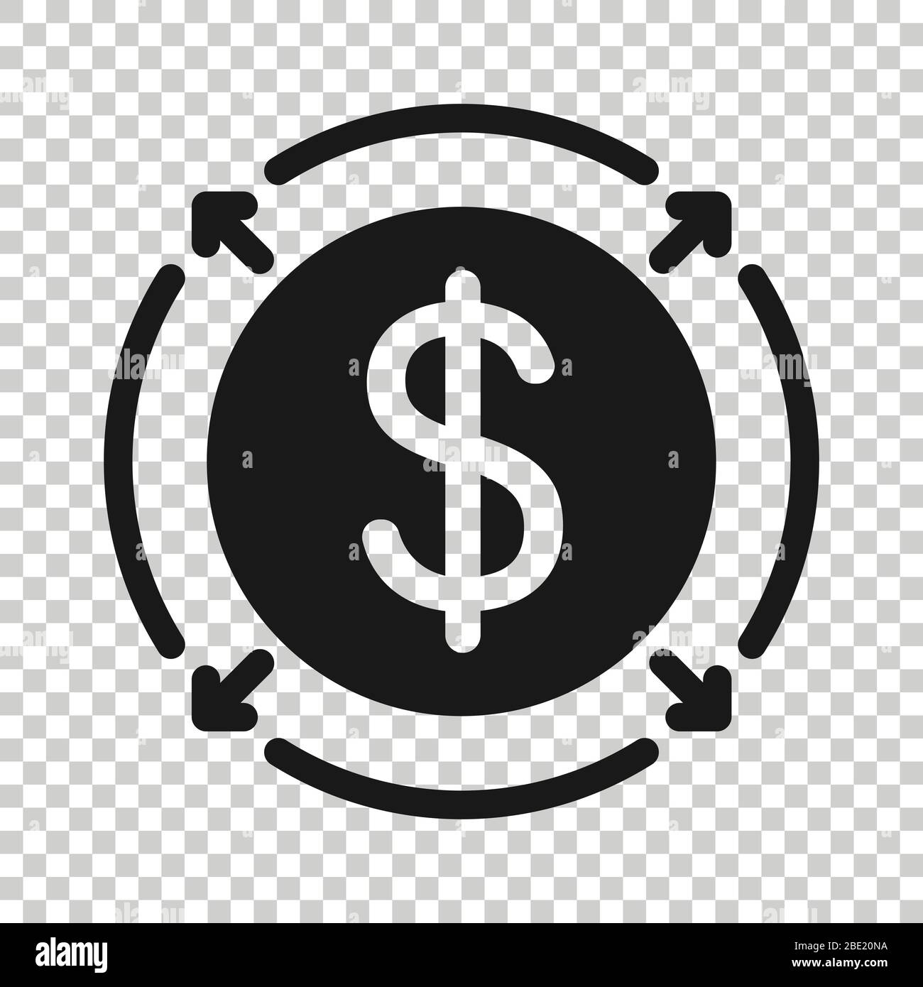 Entrate di denaro icona in stile appartamento. Dollar coin illustrazione vettoriale bianco su sfondo isolato. Struttura finanziaria la concezione di business. Illustrazione Vettoriale