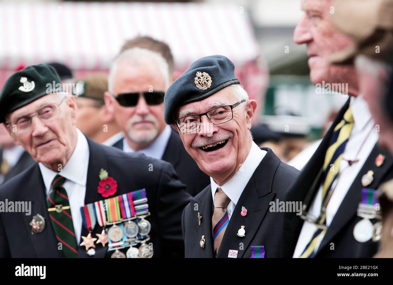 Veterani durante una parata del giorno delle forze armate a Redcar, Teesside, Regno Unito. 24/6/2017. Fotografia: Stuart Boulton. Foto Stock