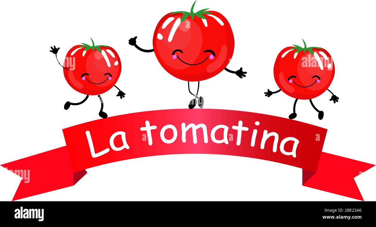 Illustrazione nnovativa del poster della tomatina, battaglia di pomodoro visto - Vector. Illustrazione Vettoriale