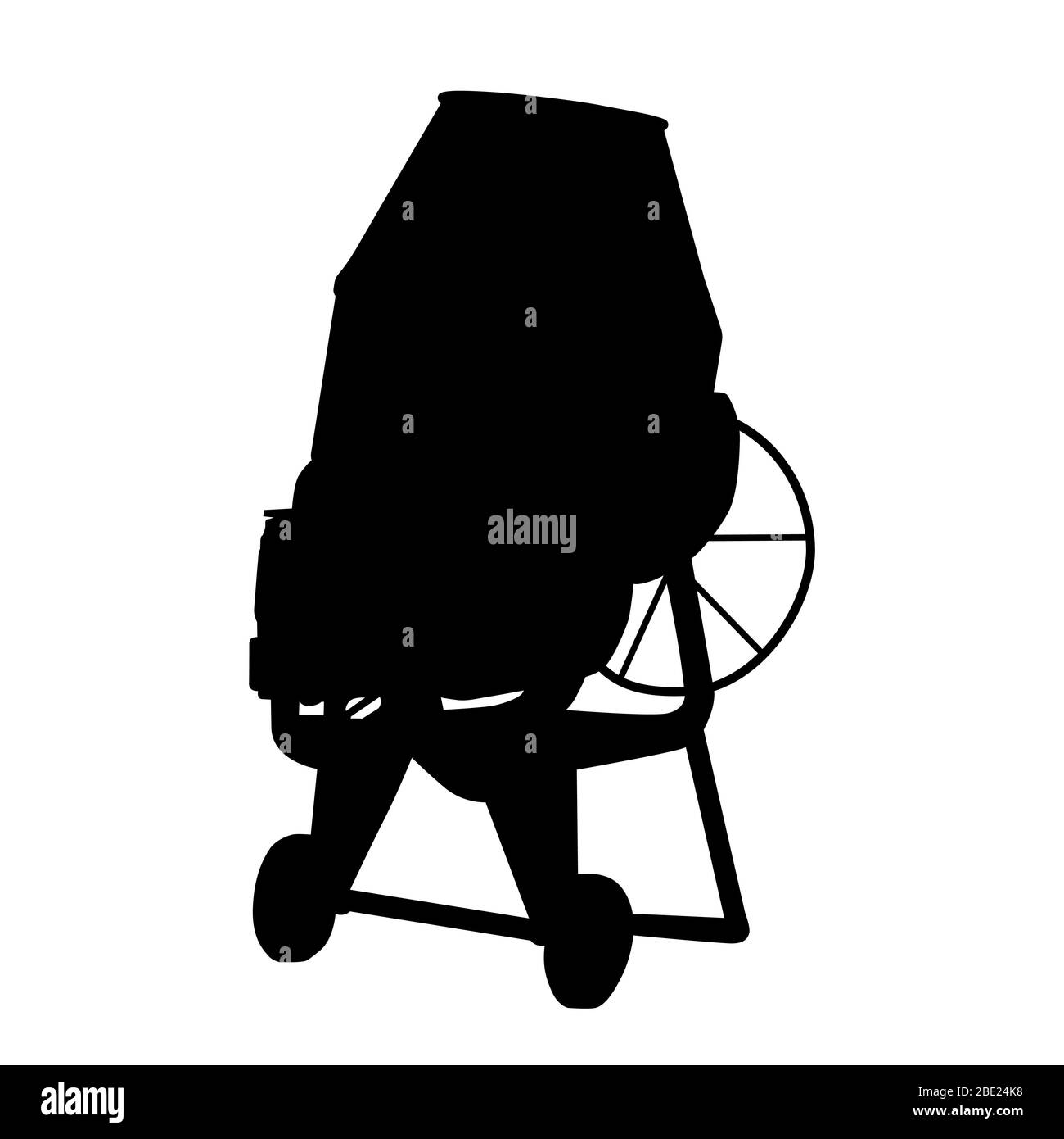 Semplice illustrazione realistica delle silhouette dei mixer per calcestruzzo. Costruzione apparecchiature nere isolate su sfondo bianco - vettore Illustrazione Vettoriale