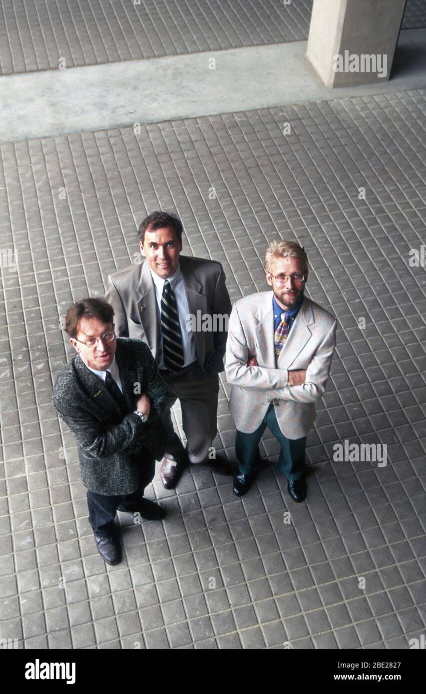 Progettisti di automobili. Da sinistra a destra. Grant Larson, Peter Davis e Chris Breangle 1996. Foto Stock