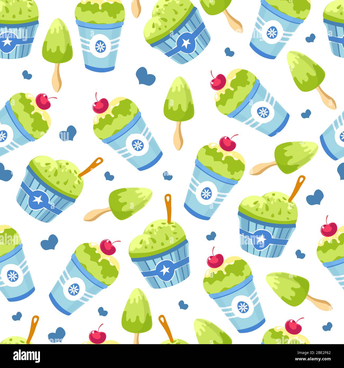 Gelato con sapore e ciliegia sul top senza cuciture Illustrazione Vettoriale