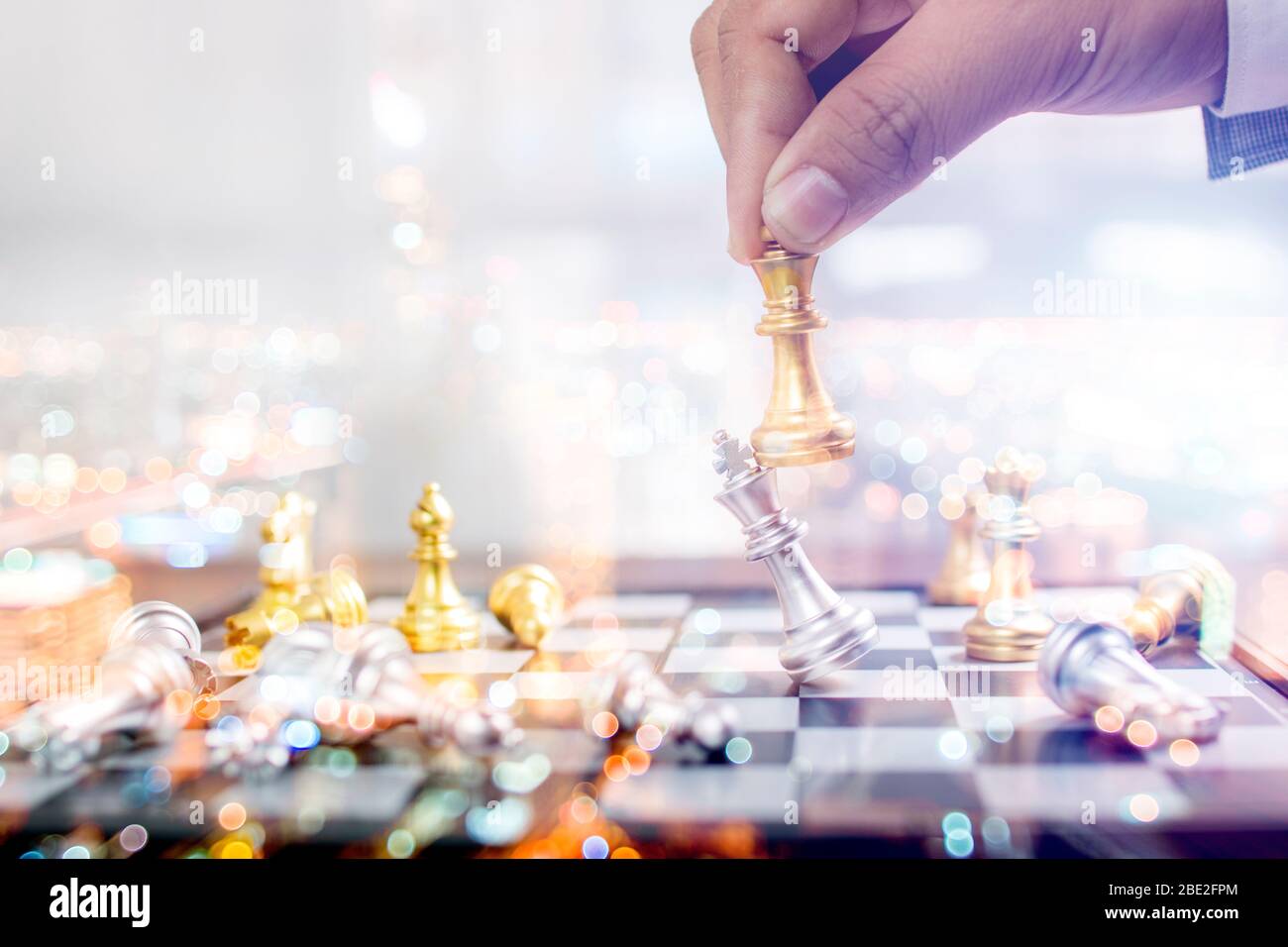 Competizione scacchica, planata e concetto di strategia Foto Stock