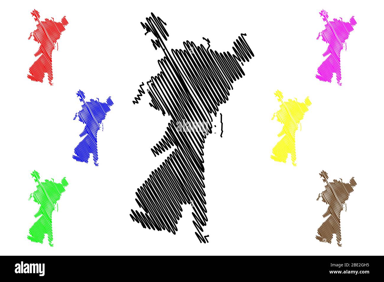 Città di Catania (Repubblica Italiana, Italia, Sicilia) mappa vettore illustrazione, abbozzare schizzo Città di Catania mappa Illustrazione Vettoriale