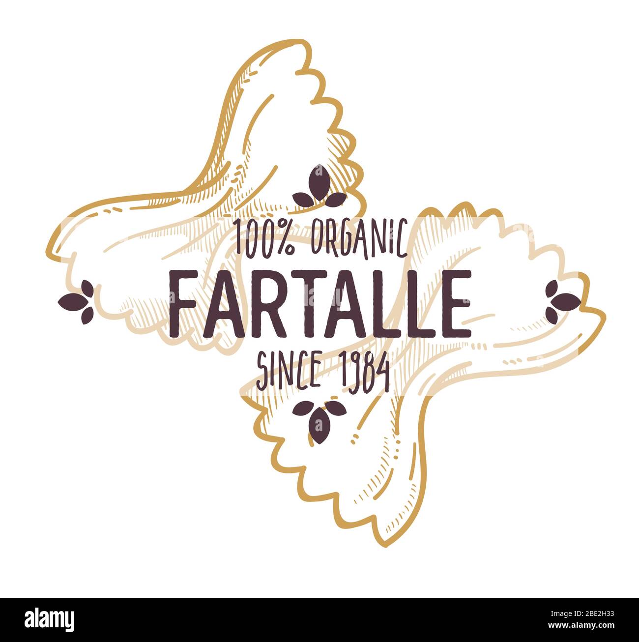 Tipo di pasta italiana FARFALLE, cucina italiana Illustrazione Vettoriale