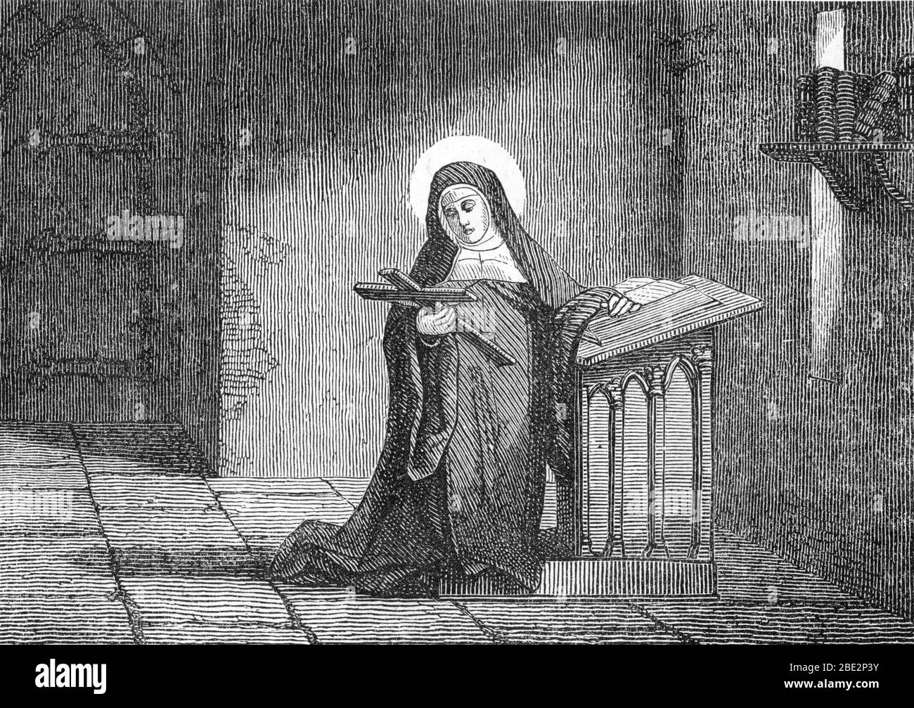 Rappresentazione di sainte Therese d'Avila (1515-1582) (Santa Teresa di Gesù) incisione Ottocento raccolta privata Foto Stock