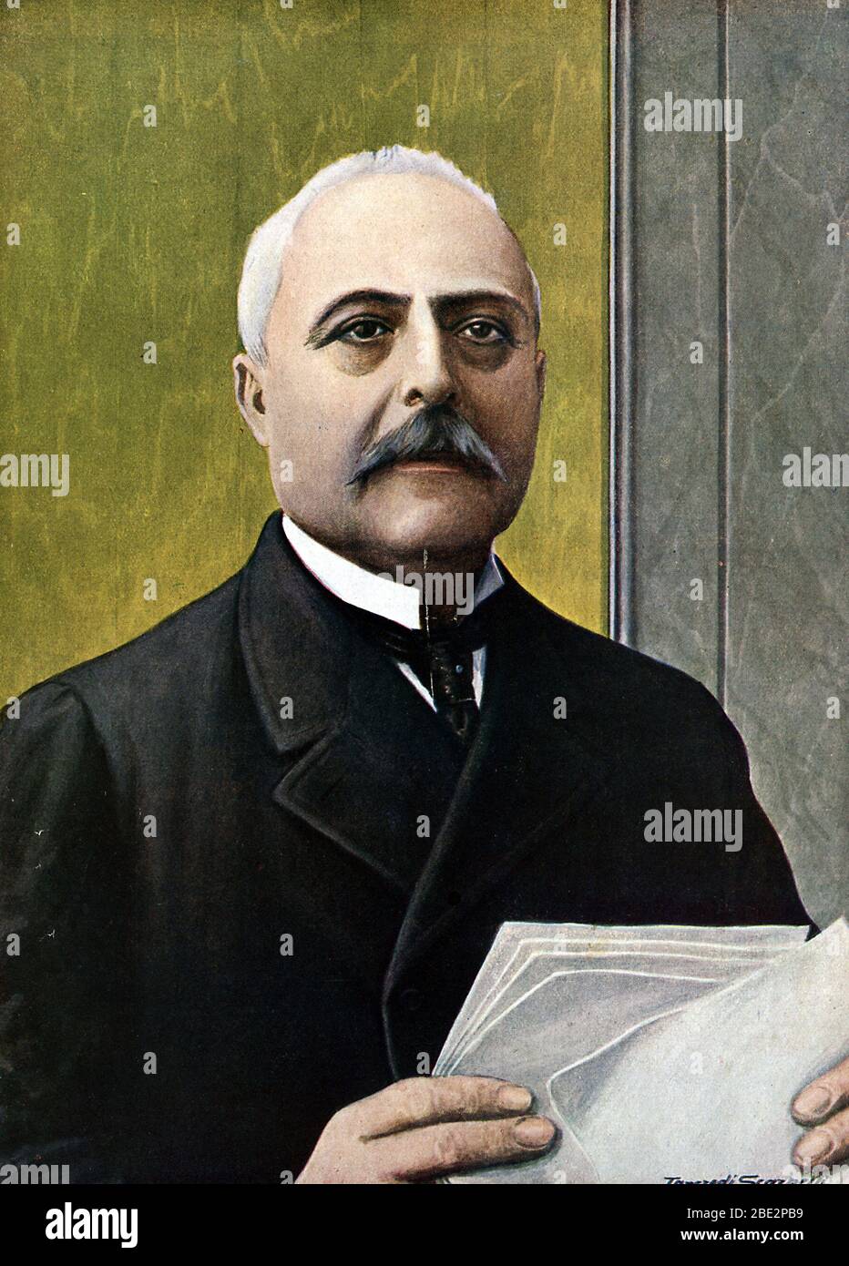 "Portrait de l'homme politique italien Antonio Salandra (1853-1931)" Illustration de Tancredi Scarpelli (1866-1937) tiree de 'Storia d'Italia' (Histoi Foto Stock