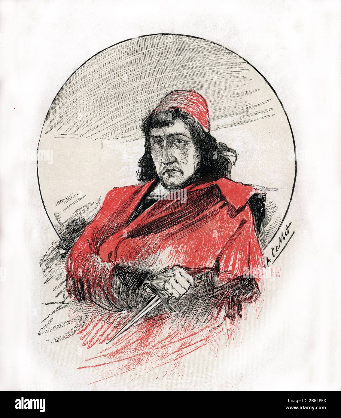 Ritratto di Cesare Borgia (Cesar Borgia, 1475 - 1507), principe et aventurier italien (Cesare Borgia (1475-1507) Duca di Valentinois) Illustrazione d'A. Foto Stock